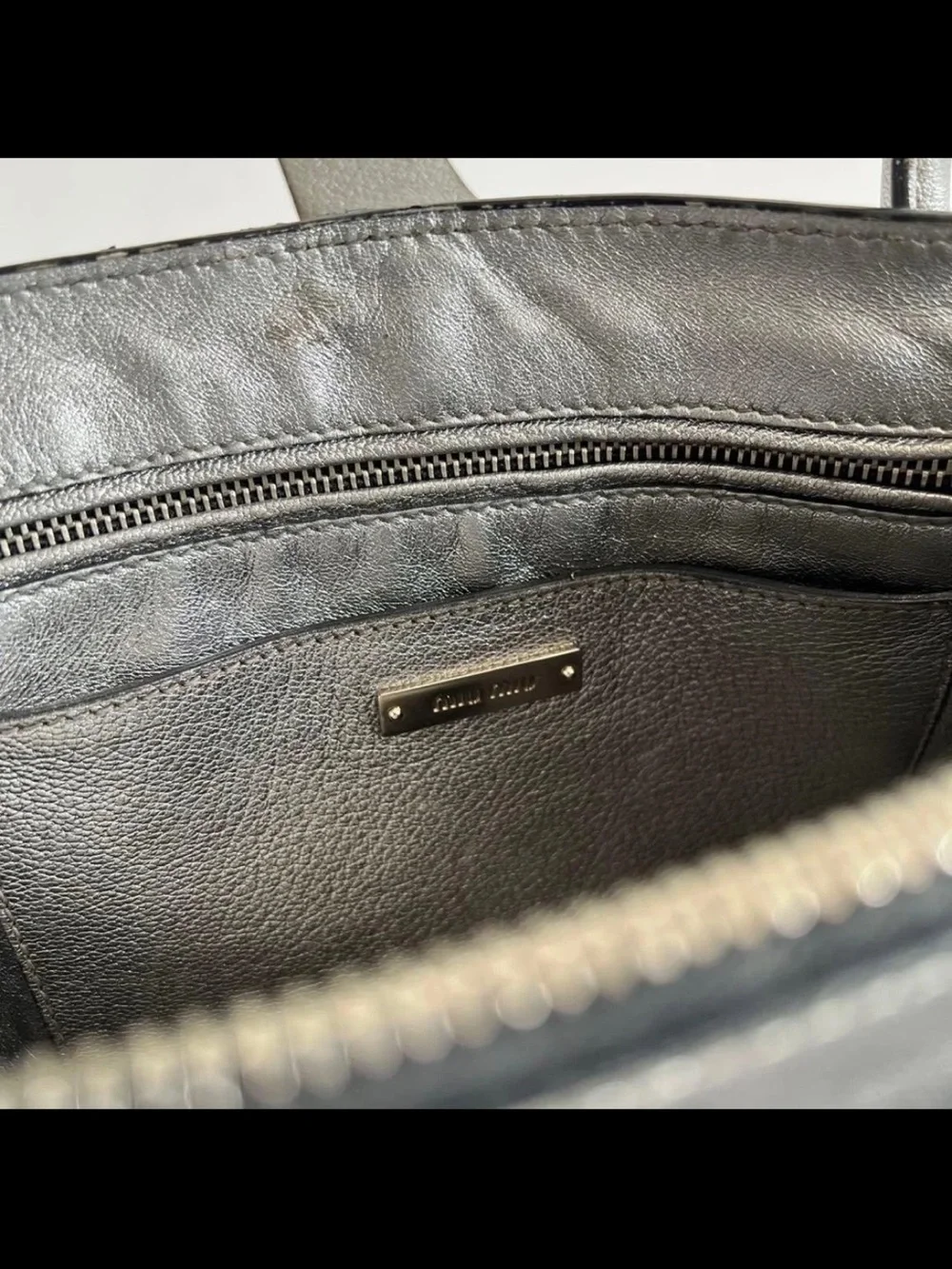 Miu Miu Metallic Silver Leather Satchel